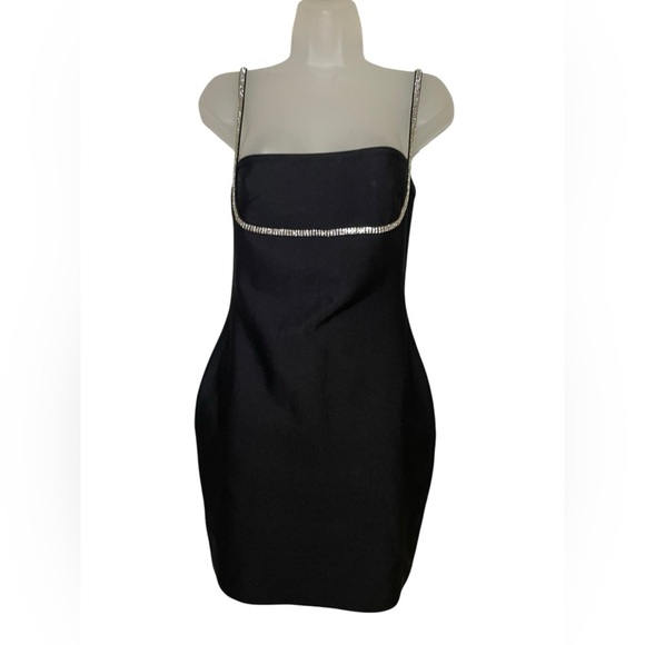 Superdown New NWOT Pollie Black Sparkle Mini Dress Medium - Picture 3 of 9